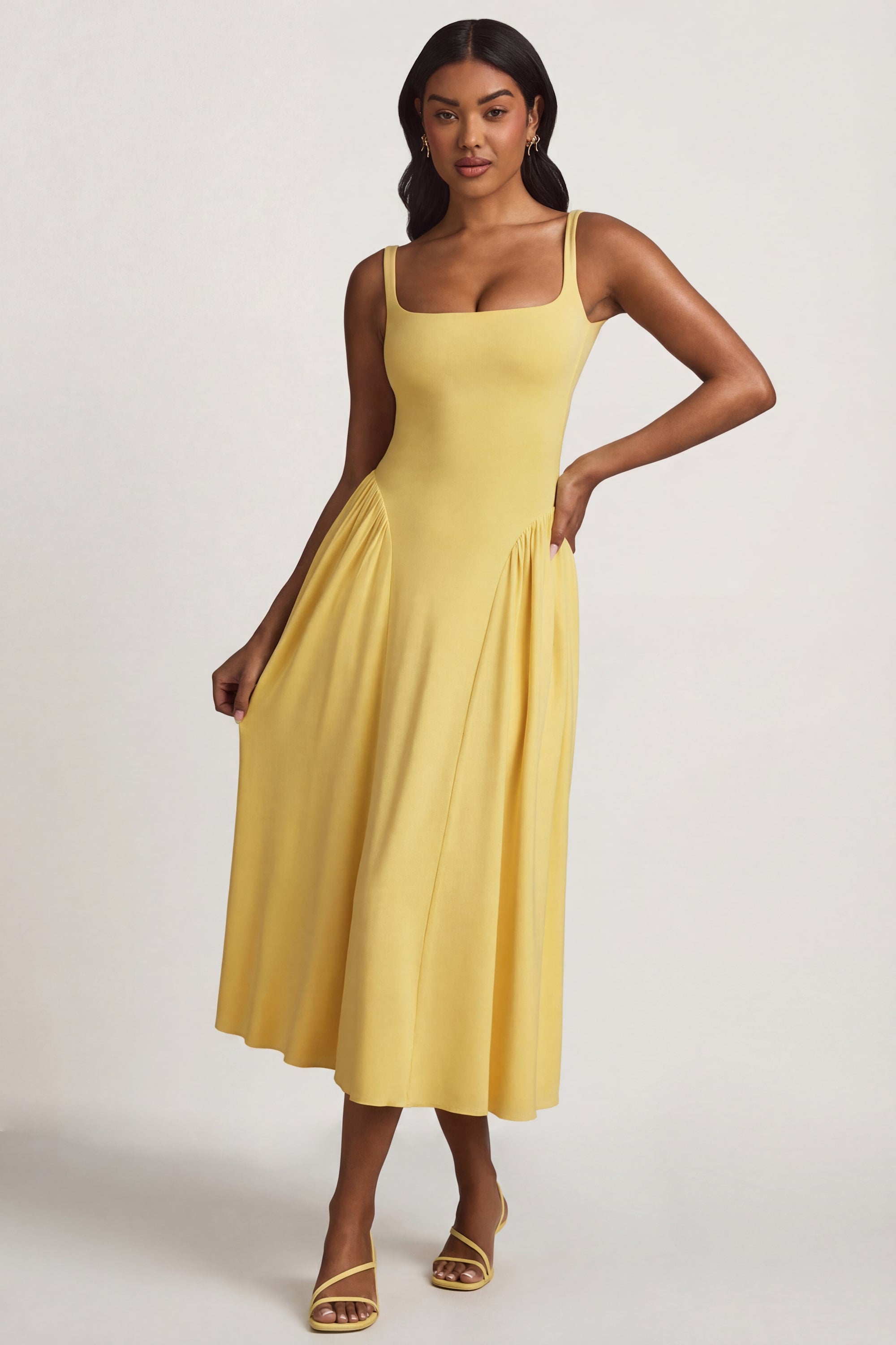 Modal A-Line Midaxi Dress in Pastel Yellow