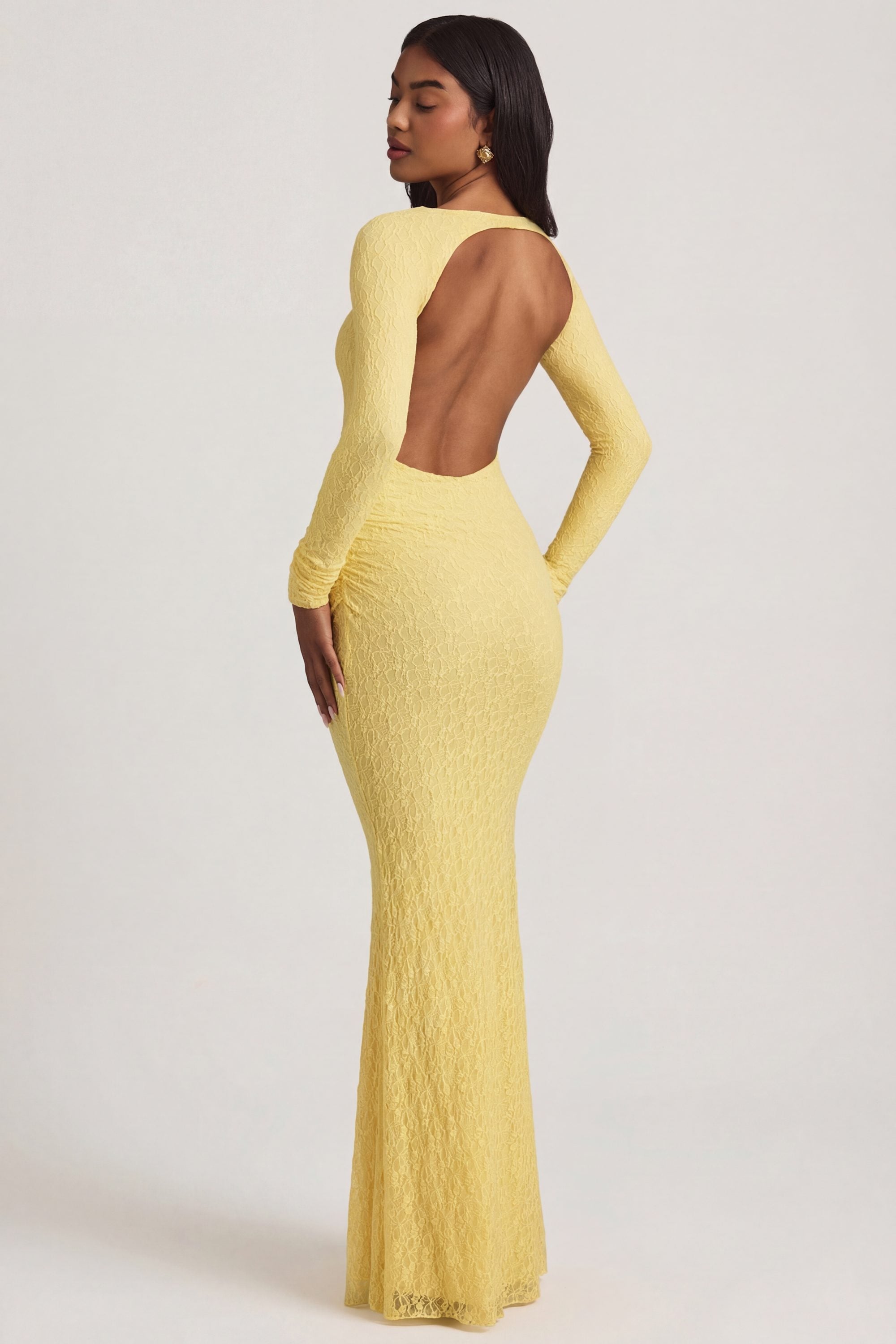 lace maxi dress yellow Magical Moments - Butter Yellow, Medium | Hazel and Olive Concealed zip fastening along the side Yellow tulle lace long prom
