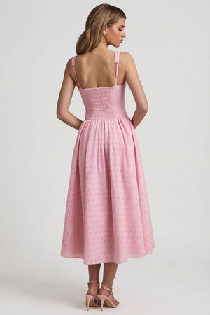 Broderie Anglaise Bow-Detail A-Line Midaxi Dress in Soft Pink - 6 Broderie Anglaise Bow-Detail A-Line Midaxi Dress in Soft Pink - 6