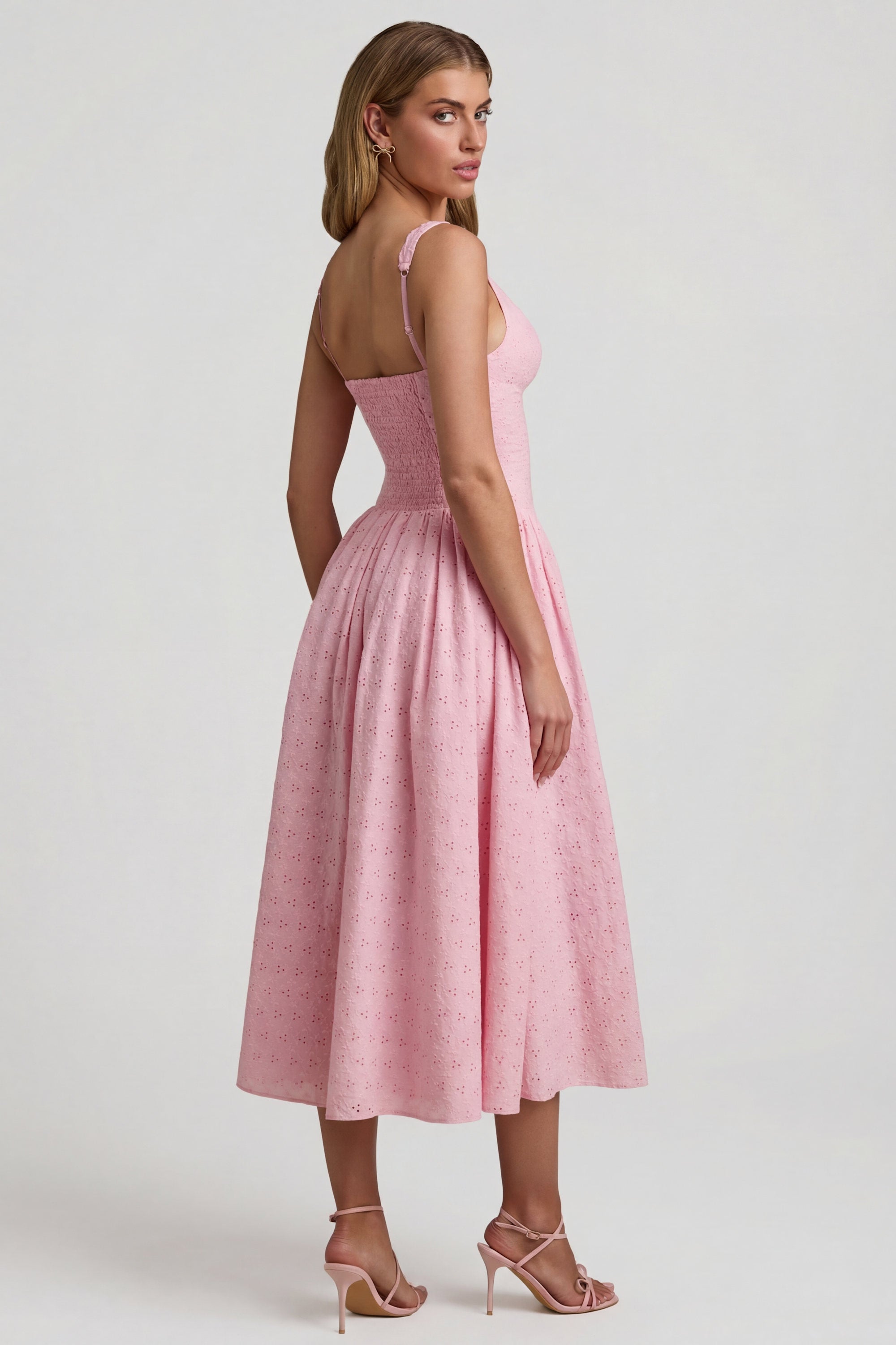 pink.midi dress SAME Ruffle Hem Midi and an elasticated back Lady Black Tie - Caught