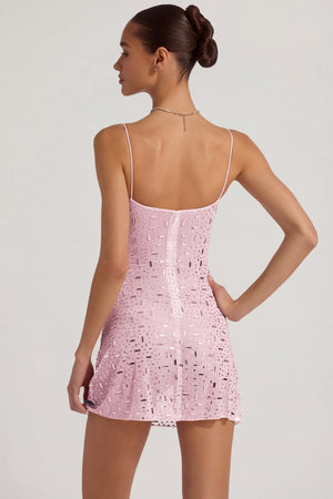 Sheer Embellished Square-Neck Mini Dress in Pink - 12 | Oh Polly Sheer Embellished Square-Neck Mini Dress in Pink - 12 | Oh Polly