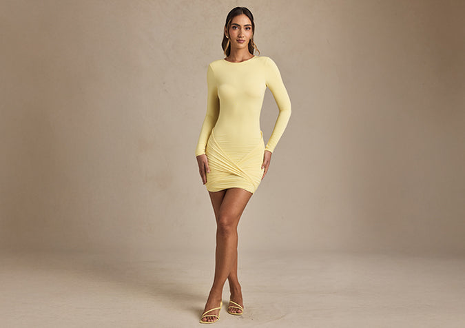 Drop A Glint Embellished Mini Dress in Gold
