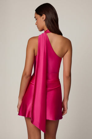 Kiraz Asymmetric Scarf-Detail Mini Dress in Hot Pink | Oh Polly Kiraz Asymmetric Scarf-Detail Mini Dress in Hot Pink | Oh Polly