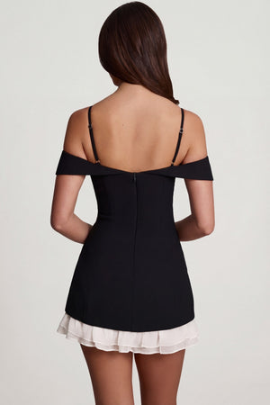 Off-Shoulder Ruffle A-Line Mini Dress in Black - 12 | Oh Polly Off-Shoulder Ruffle A-Line Mini Dress in Black - 12 | Oh Polly