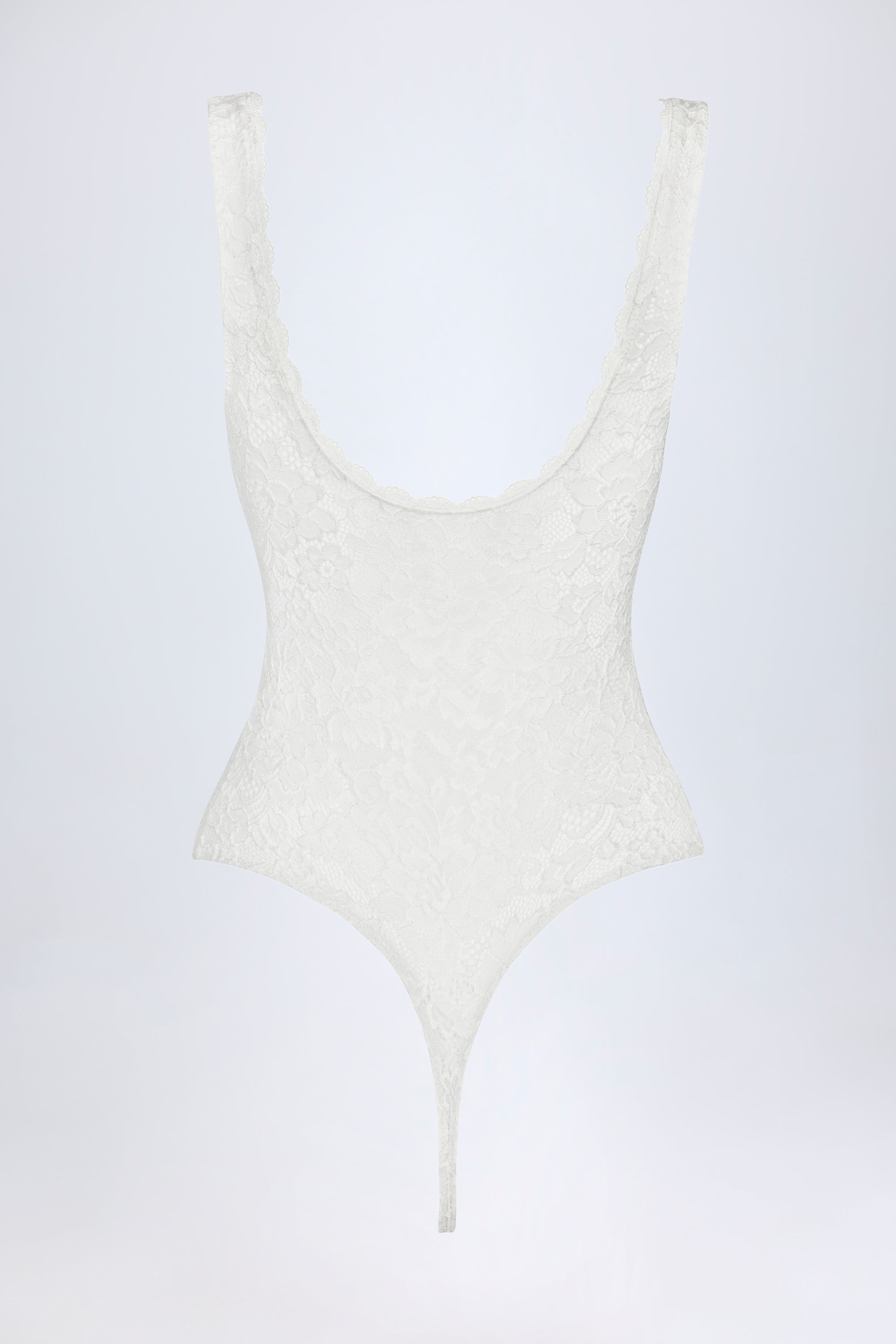 Zayla Plunge-Neck Lace Bodysuit in White | Oh Polly – Oh Polly US