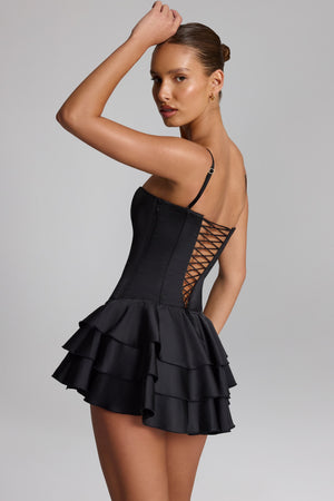 Ruffled Lace-Up Corset Playsuit in Black - 6 | Oh Polly Ruffled Lace-Up Corset Playsuit in Black - 6 | Oh Polly