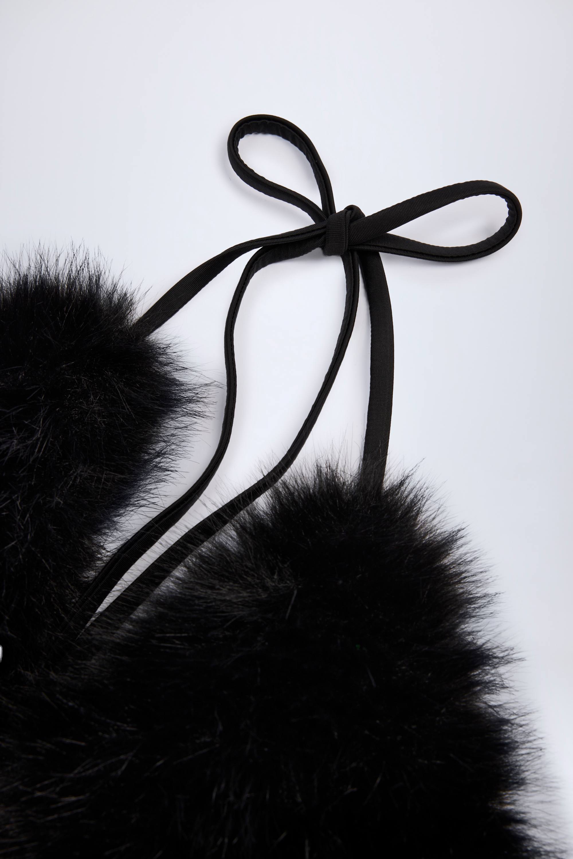 Riana Faux Fur Triangle Bralette in Black | Oh Polly – Oh Polly US
