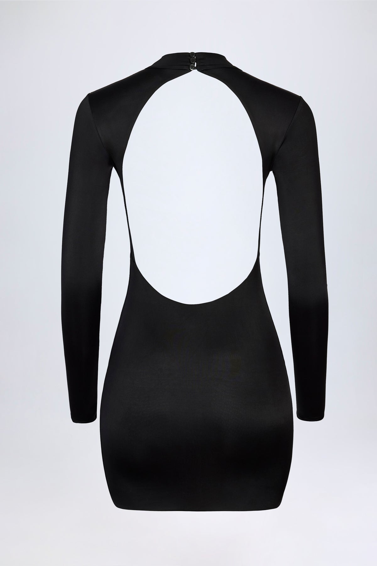 Slinky Jersey Backless Mini Dress in Black