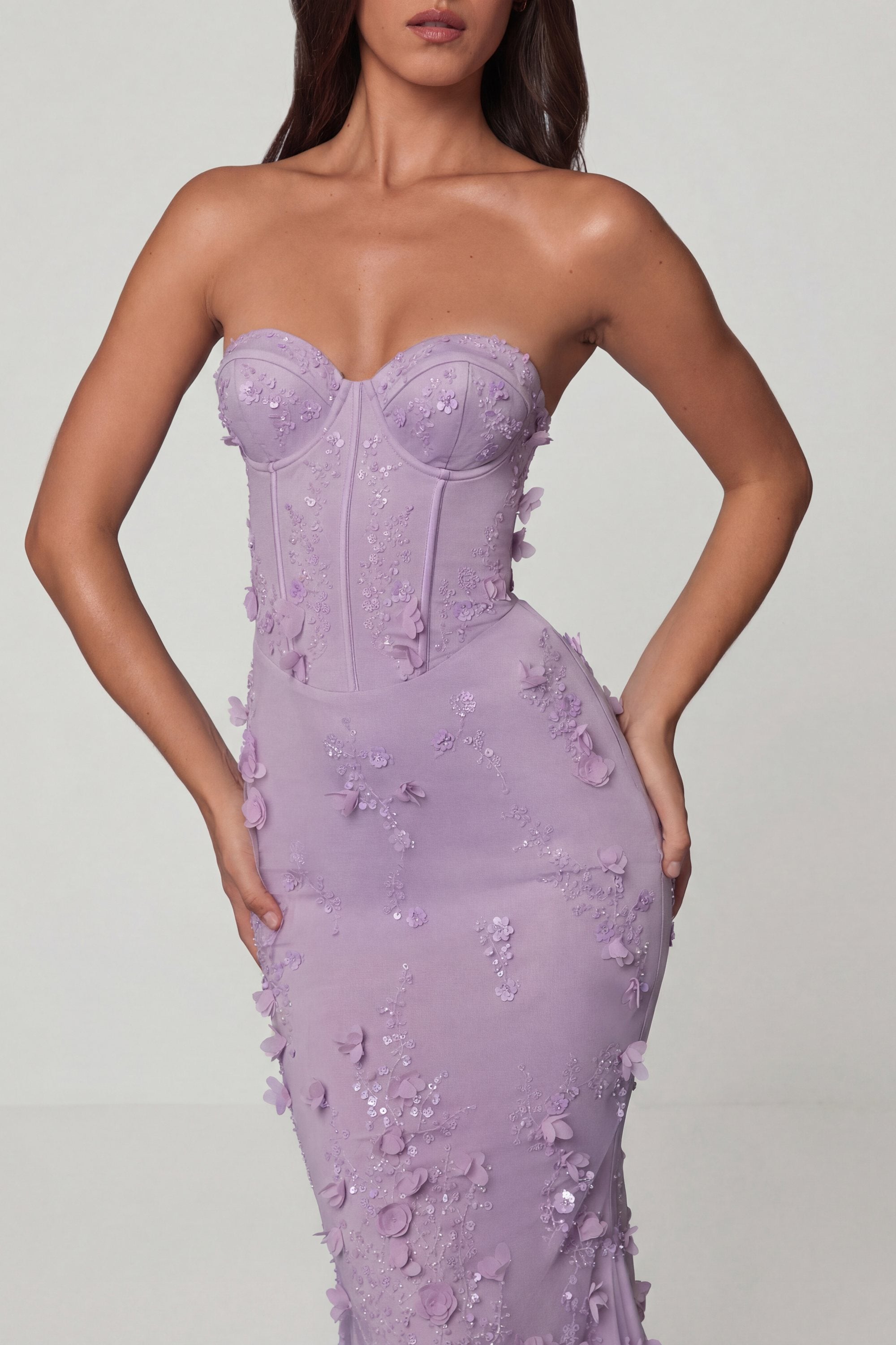lilac corset dress Velvi - Gia Mini - Cocktail Dress - Sequin A graceful sweep train adds dramatic flair Amal Lace-Up Corset Maxi Dress