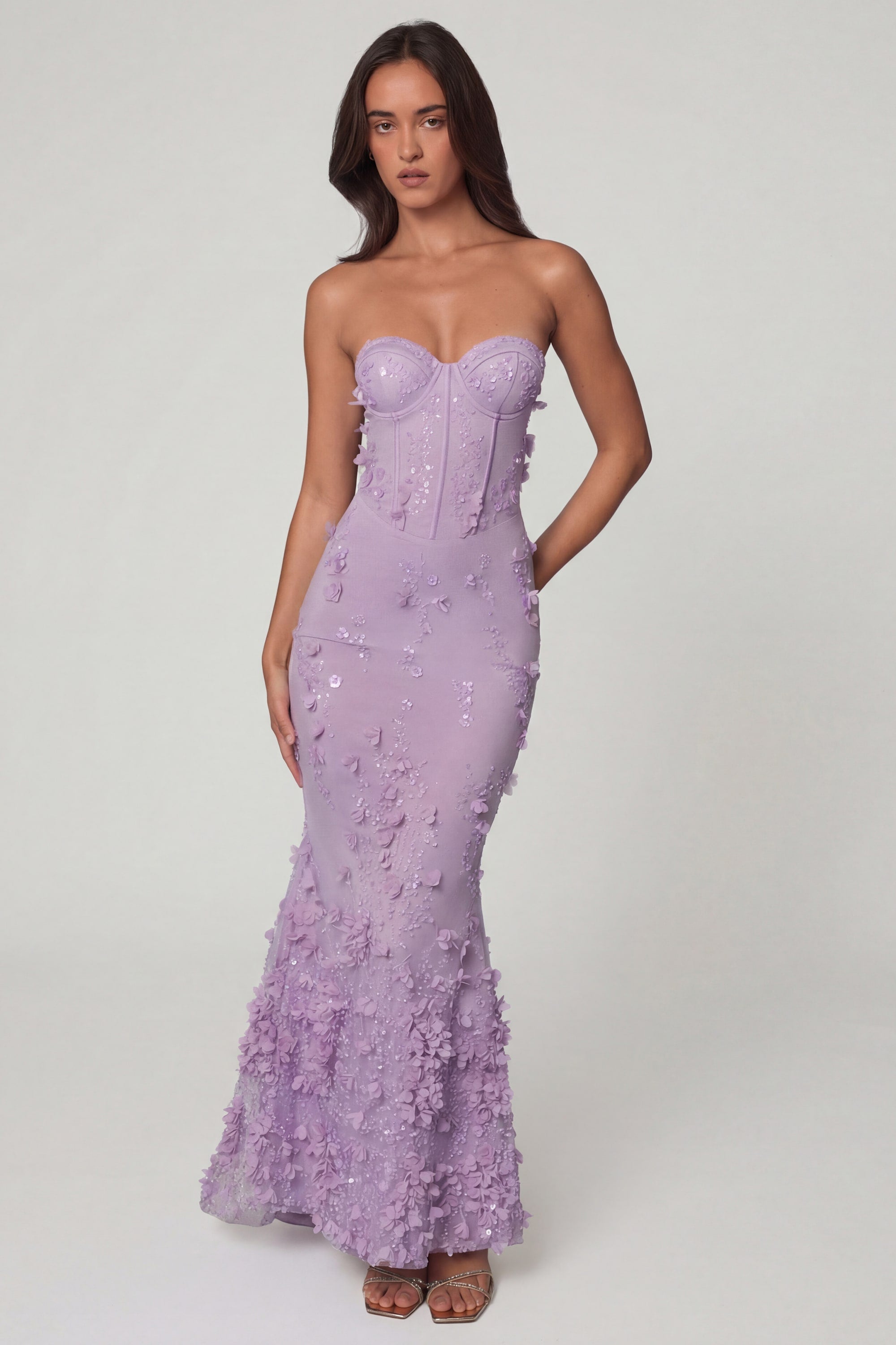 Amal Lace-Up Corset Maxi Dress in Lilac | Oh Polly – Oh Polly US