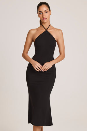 Modal Halterneck Midaxi Dress in Black