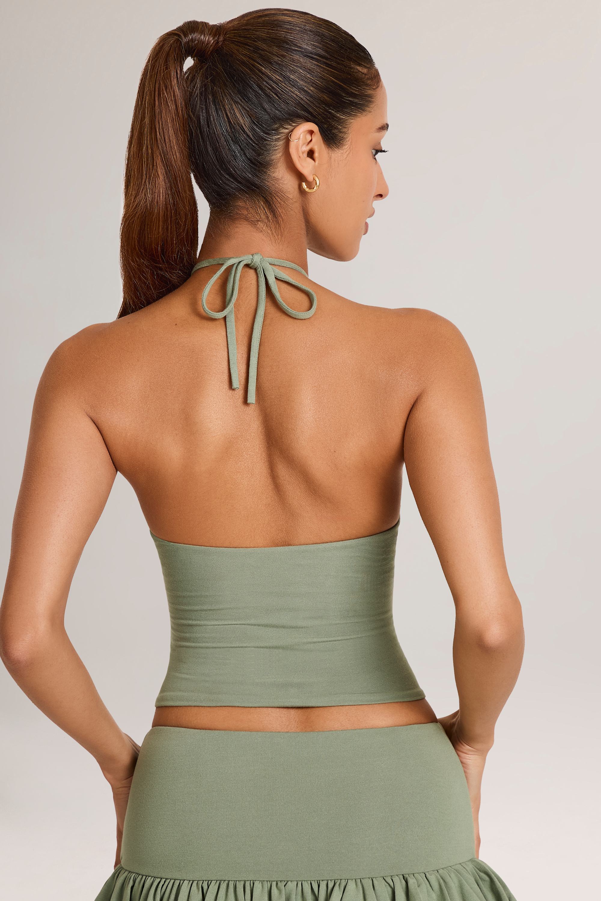 Modal Halterneck Top in Sage Green