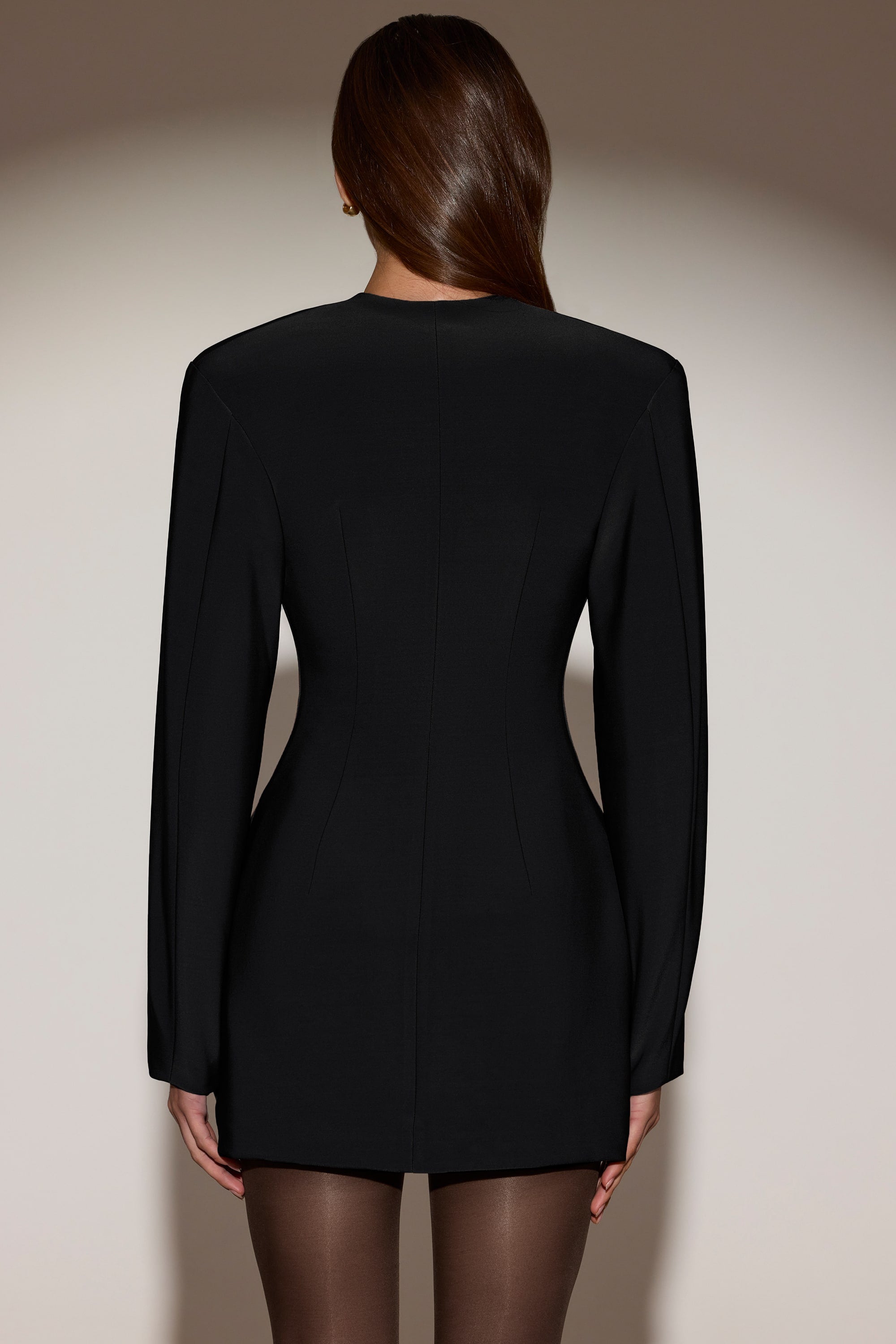 Single-Breasted Blazer Mini Dress in Black - 4