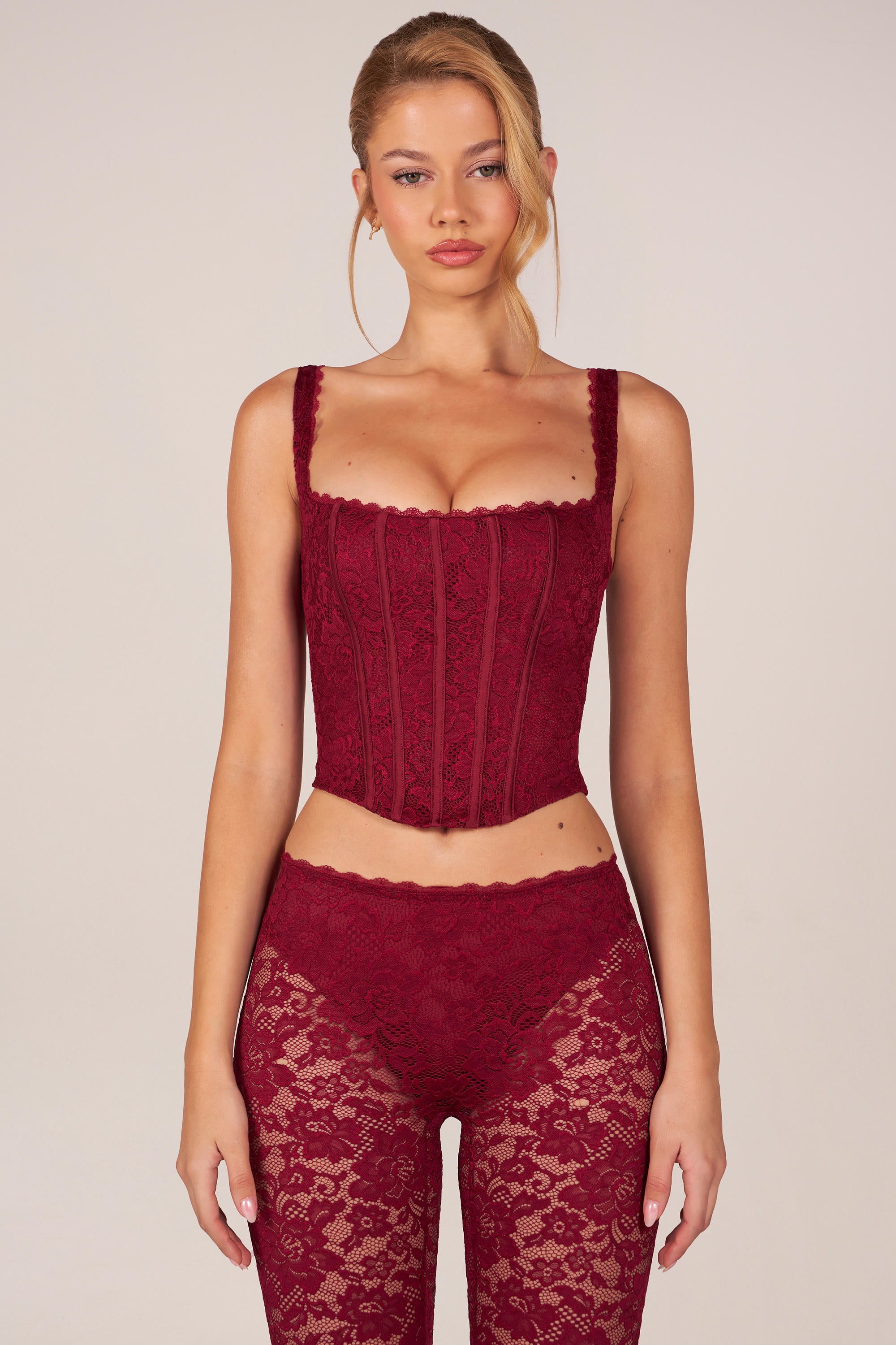 Jemara Lace-Up Corset Top in Cherry Red | Oh Polly – Oh Polly US