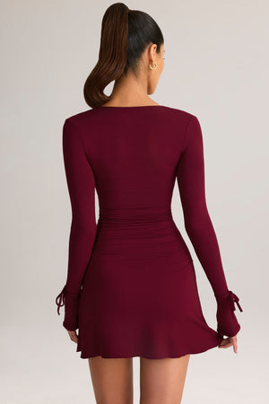 Modal Long-Sleeve Mini Dress in Wine - XXL | Oh Polly Modal Long-Sleeve Mini Dress in Wine - XXL | Oh Polly