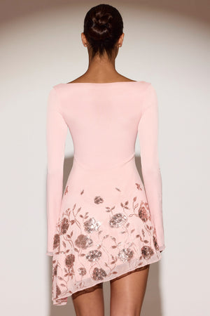 Embellished Appliqu Asymmetric Mini Dress in Pink - 2 | Oh Polly Embellished Appliqu Asymmetric Mini Dress in Pink - 2 | Oh Polly