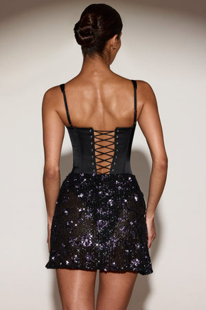 Satin Corset Embellished Skirt Mini Dress in Black Purple - 4 | Oh Polly Satin Corset Embellished Skirt Mini Dress in Black Purple - 4 | Oh Polly