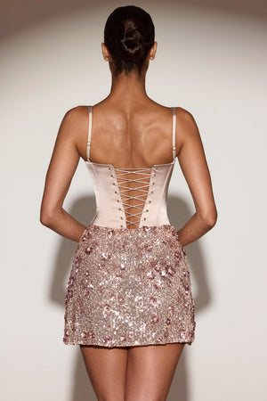 Satin Corset Embellished Skirt Mini Dress in Rose Gold - 2 | Oh Polly Satin Corset Embellished Skirt Mini Dress in Rose Gold - 2 | Oh Polly