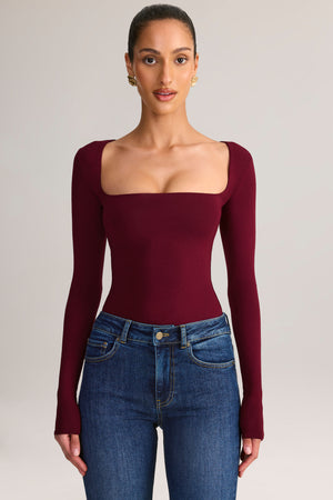Modal Square-Neck Top in Wine
