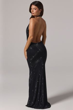 Embellished Cowl-Neck Backless Gown in Black - 10 | Oh Polly Embellished Cowl-Neck Backless Gown in Black - 10 | Oh Polly