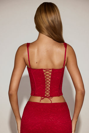 Lace Corset Top in True Red
