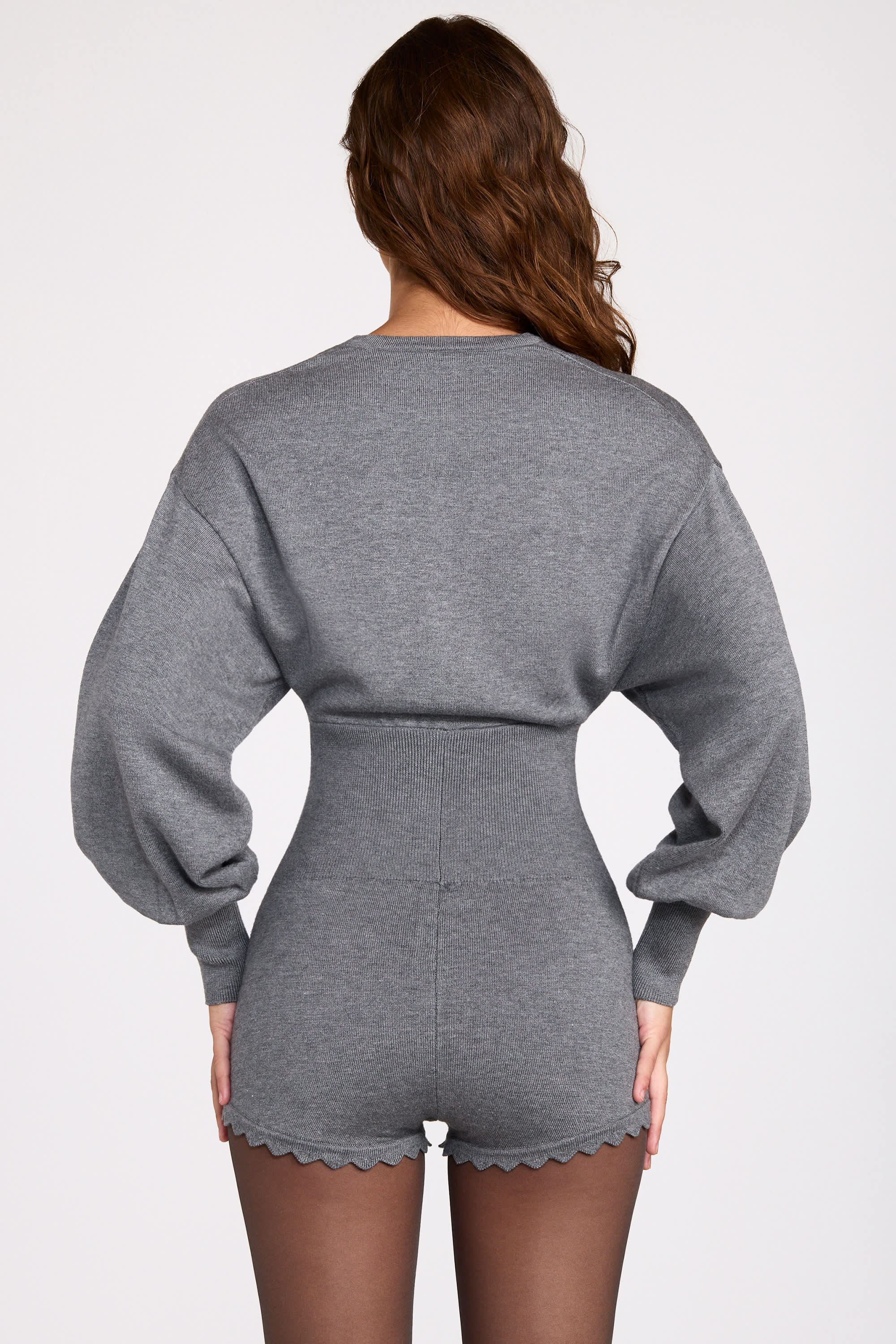Moya Knit Long Sleeve Romper in Grey | Oh Polly – Oh Polly US