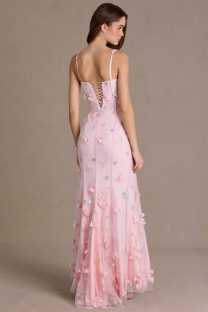 Premium Embellished Corset Gown in Baby Pink