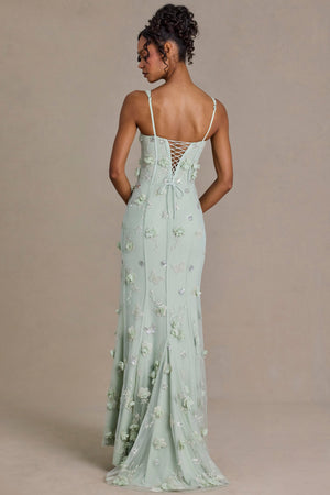 Aurelia Premium Embellished Corset Gown in Sage Green | Oh Polly Aurelia Premium Embellished Corset Gown in Sage Green | Oh Polly