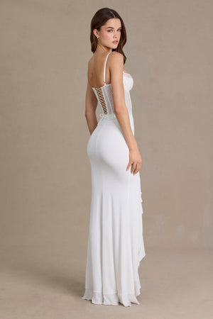 Premium Embellished Lace Corset Gown in White