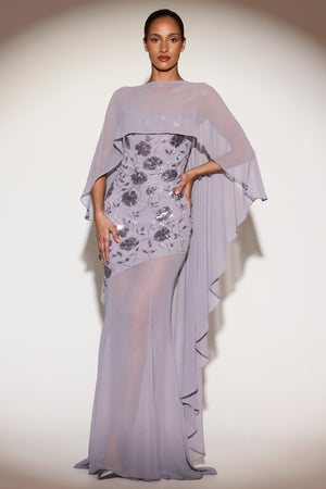 Sheer Chiffon Draped Cape in Lilac - One Size Sheer Chiffon Draped Cape in Lilac - One Size