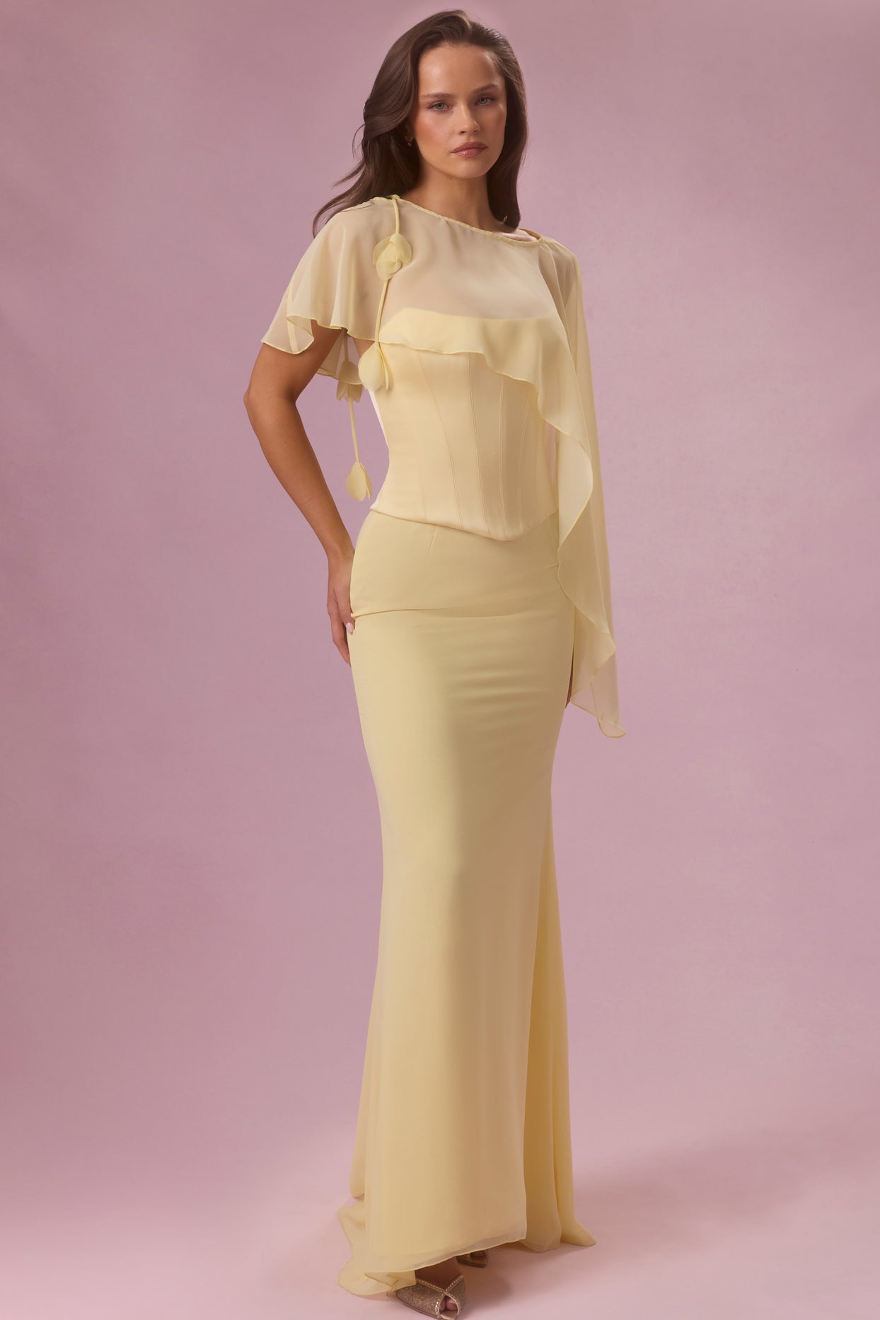 Chiffon Cape in Butter - 6