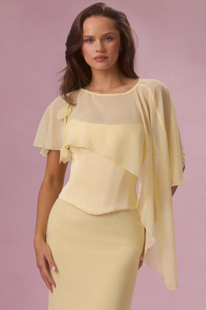 Velina Premium Chiffon Cape in Butter Yellow | Oh Polly Velina Premium Chiffon Cape in Butter Yellow | Oh Polly