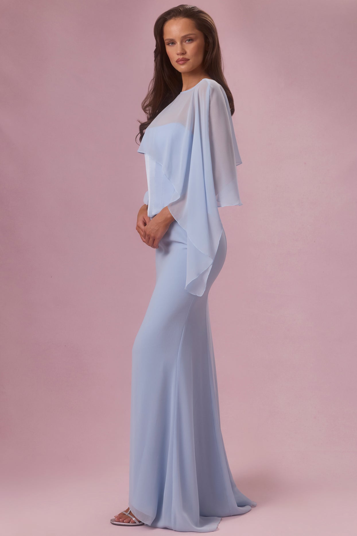 Chiffon Cape in Sky Blue - 7