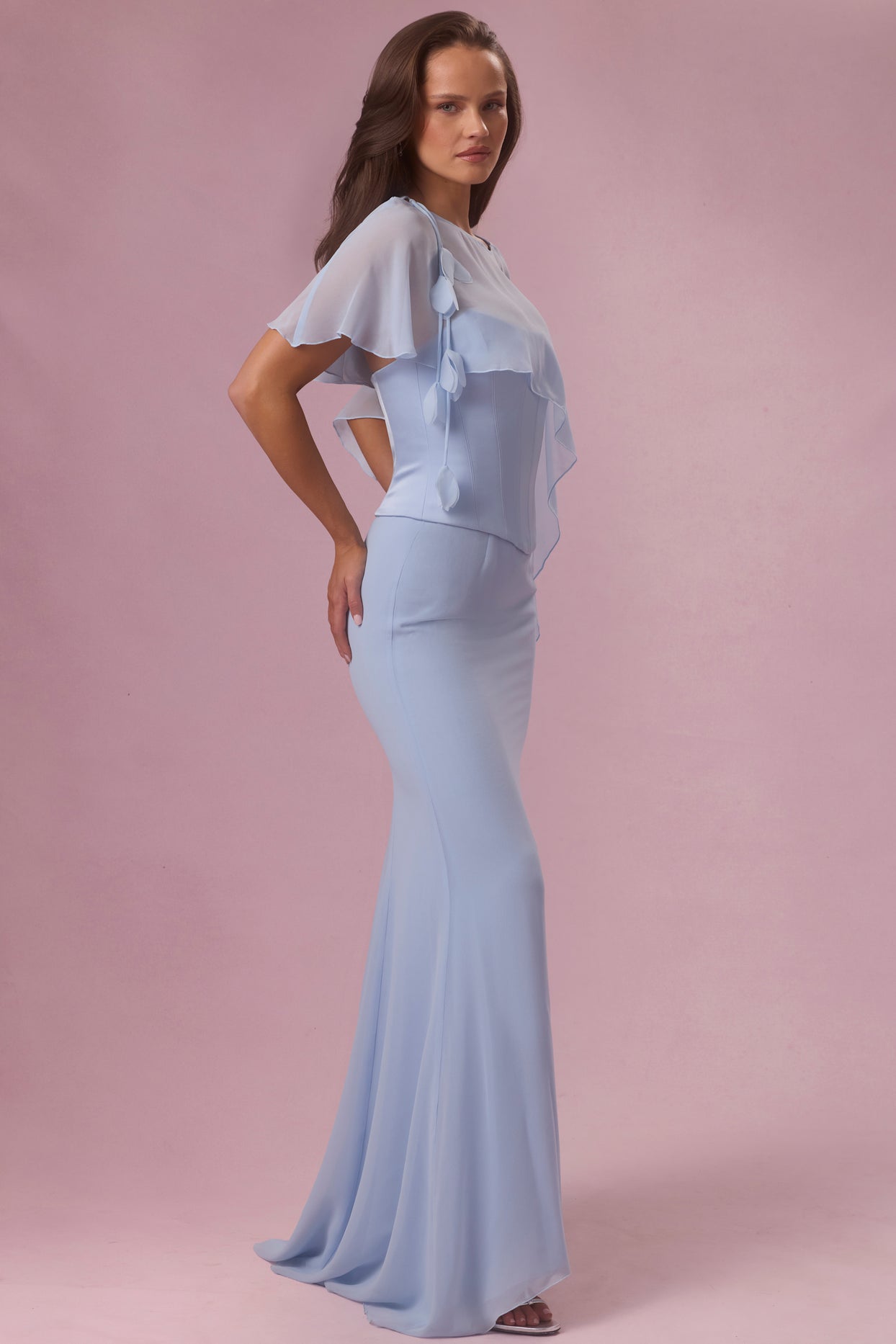 Chiffon Cape in Sky Blue - 6
