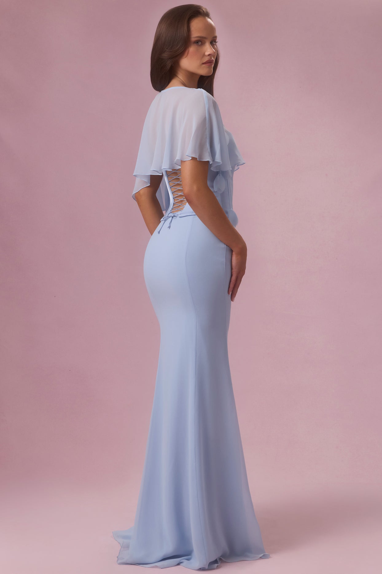Chiffon Cape in Sky Blue - 4