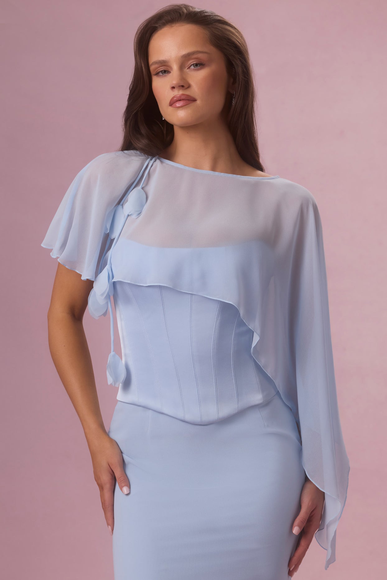 Chiffon Cape in Sky Blue - 5