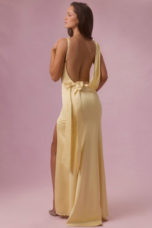 Satin Draped Bridesmaid Dress in Butter - 6 | Oh Polly Satin Draped Bridesmaid Dress in Butter - 6 | Oh Polly