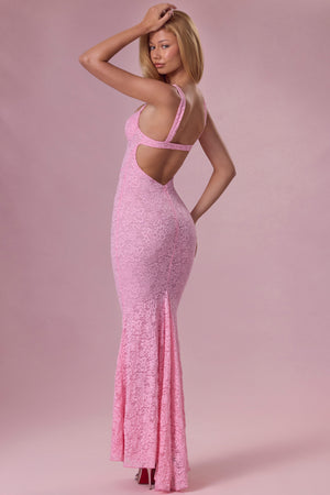 Lace Sweetheart-Neck Gown in Blush Pink - 4 / Plus Cup | Oh Polly Lace Sweetheart-Neck Gown in Blush Pink - 4 / Plus Cup | Oh Polly