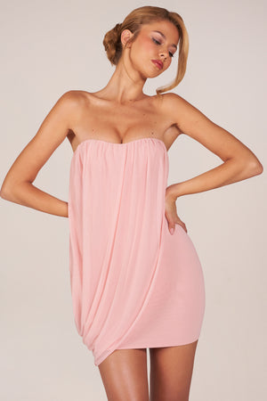 Bandeau Draped Mini Dress in Blush Pink - XL | Oh Polly Bandeau Draped Mini Dress in Blush Pink - XL | Oh Polly