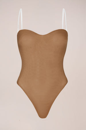 Strapless Bodysuit in Almond