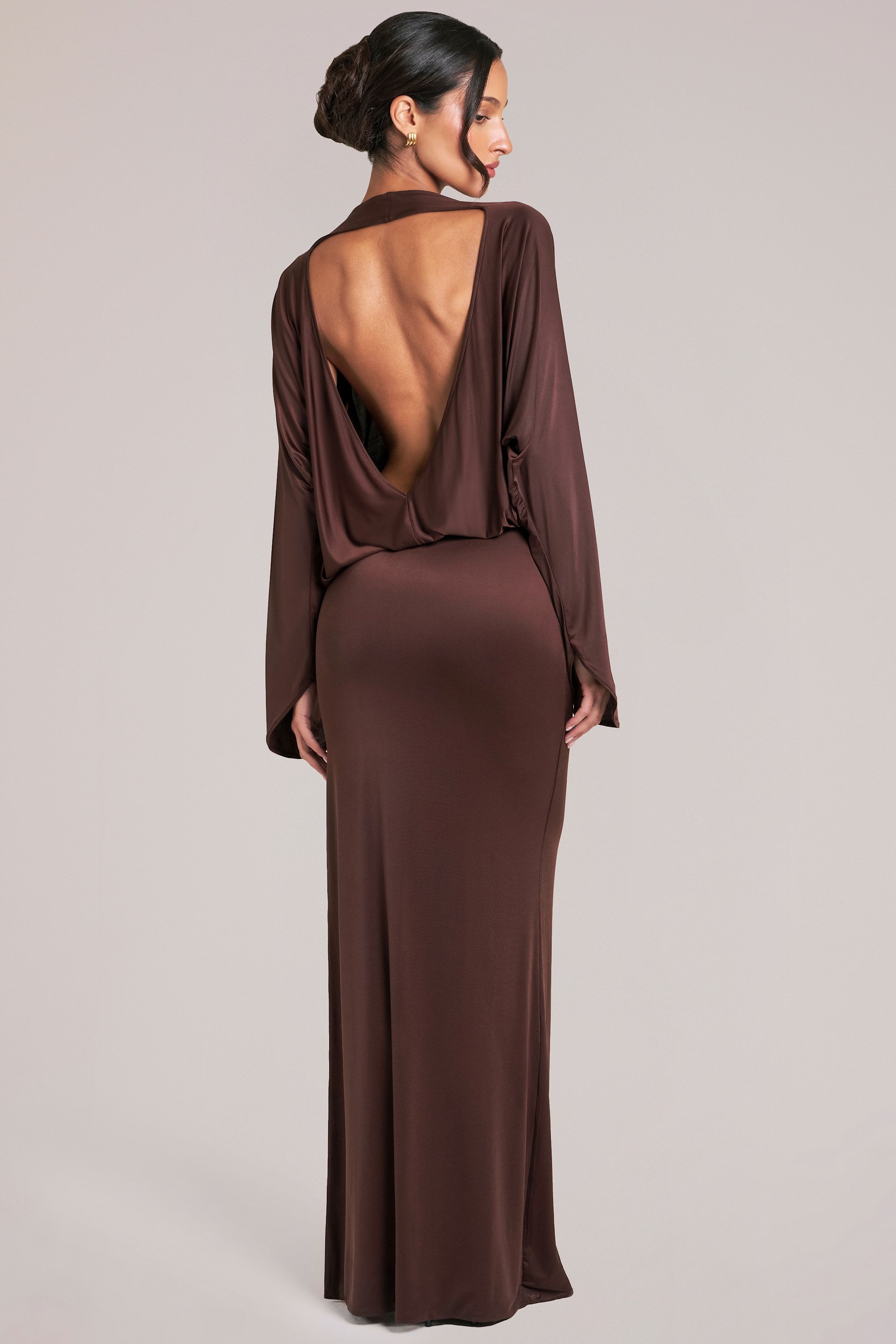 long.sleeve dress Dylan Long Sleeve Maxi Rowan Has a high slit on the side of the dress Long Sleeve A-Line Dress 22