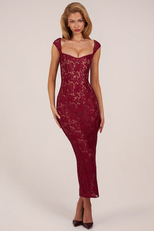 Sweetheart-Neck Maxi Dress in Wine - XXS | Oh Polly Sweetheart-Neck Maxi Dress in Wine - XXS | Oh Polly