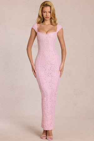 Elisa Sweetheart-Neck Maxi Dress in Blossom Pink | Oh Polly Elisa Sweetheart-Neck Maxi Dress in Blossom Pink | Oh Polly