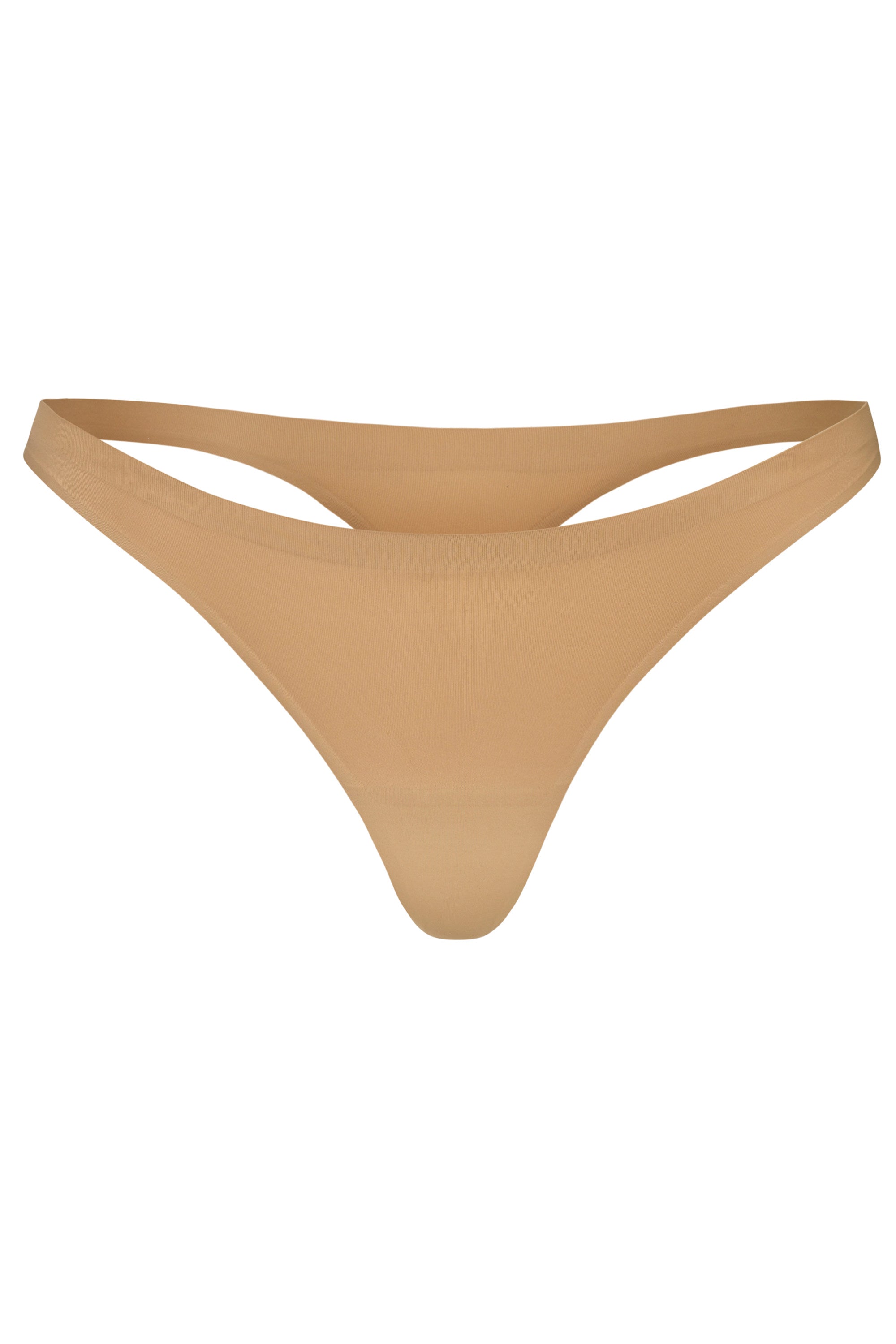 Seamless Knit Thong in Caramel - 1