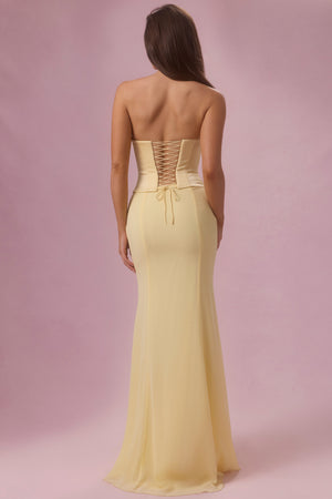 Satin Corset Bridesmaid Dress in Butter Yellow - 14 | Oh Polly Satin Corset Bridesmaid Dress in Butter Yellow - 14 | Oh Polly