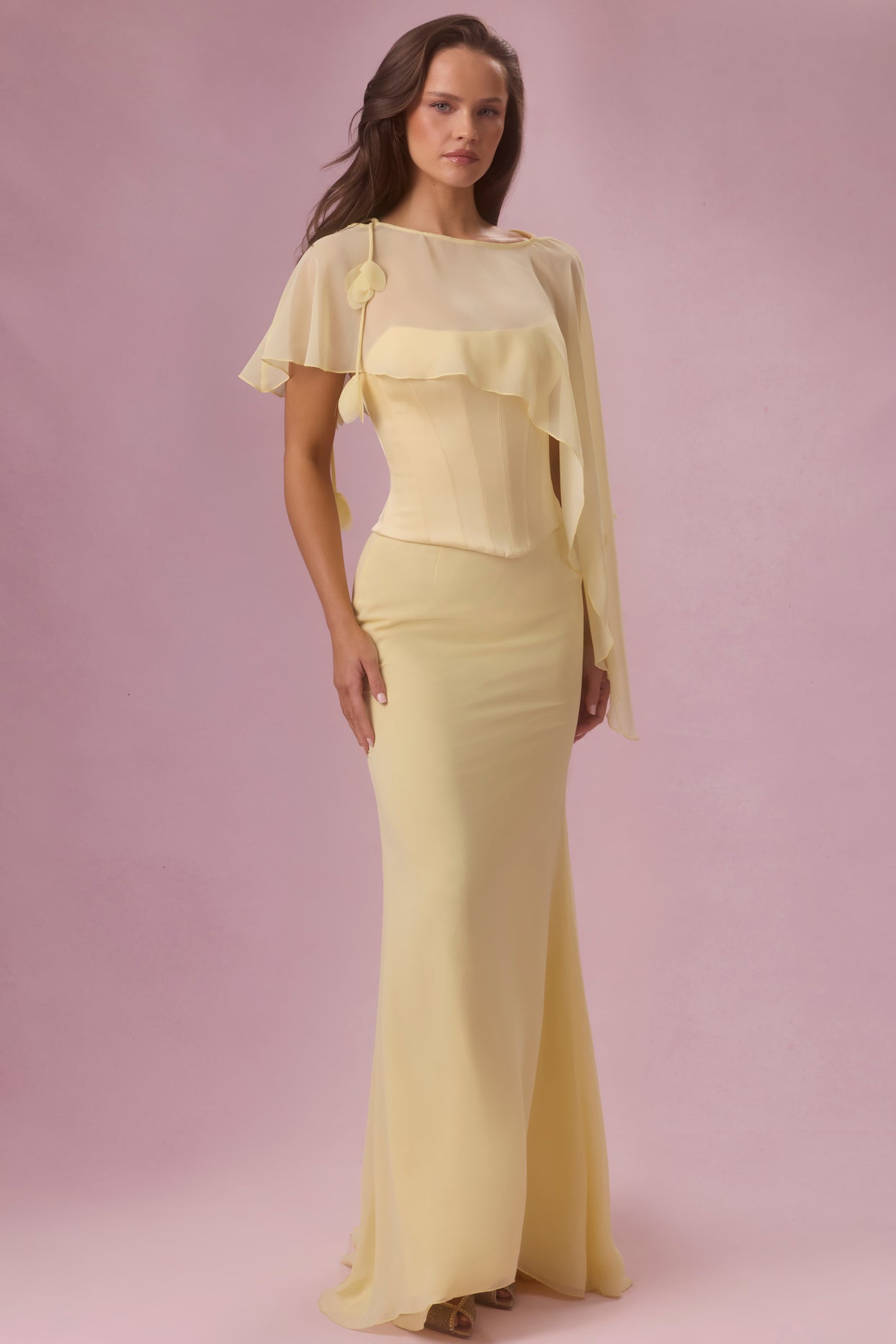 Satin Corset Bridesmaid Dress in Butter Yellow - 9
