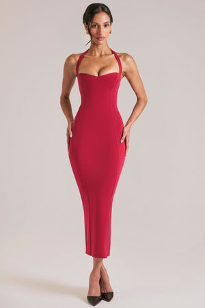 Halterneck Midaxi Dress in Cherry Red - XXS | Oh Polly Halterneck Midaxi Dress in Cherry Red - XXS | Oh Polly
