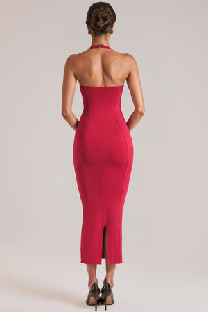Halterneck Midaxi Dress in Cherry Red - XXS | Oh Polly Halterneck Midaxi Dress in Cherry Red - XXS | Oh Polly