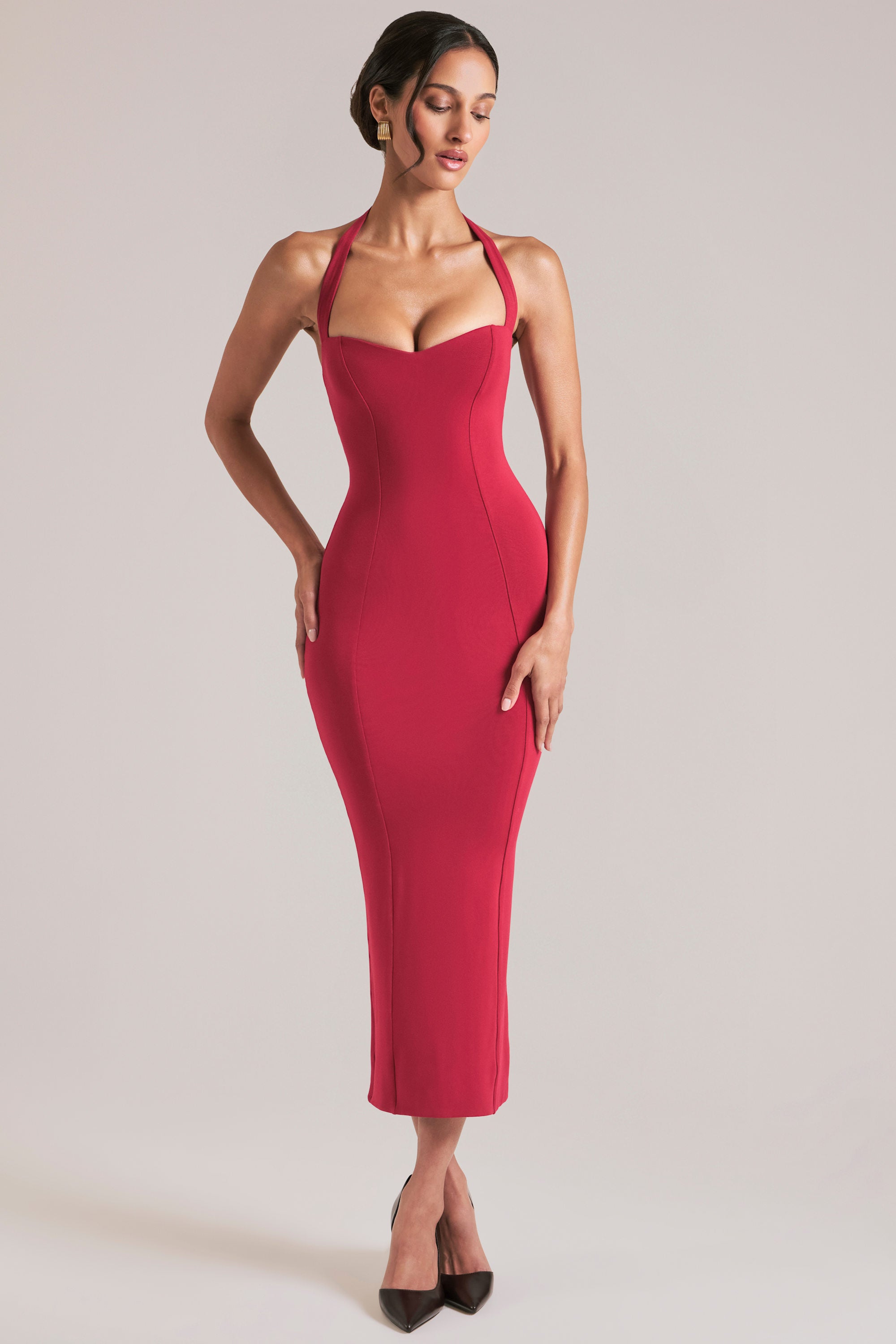 Landen Halterneck Midaxi Dress in Cherry Red | Oh Polly – Oh Polly US