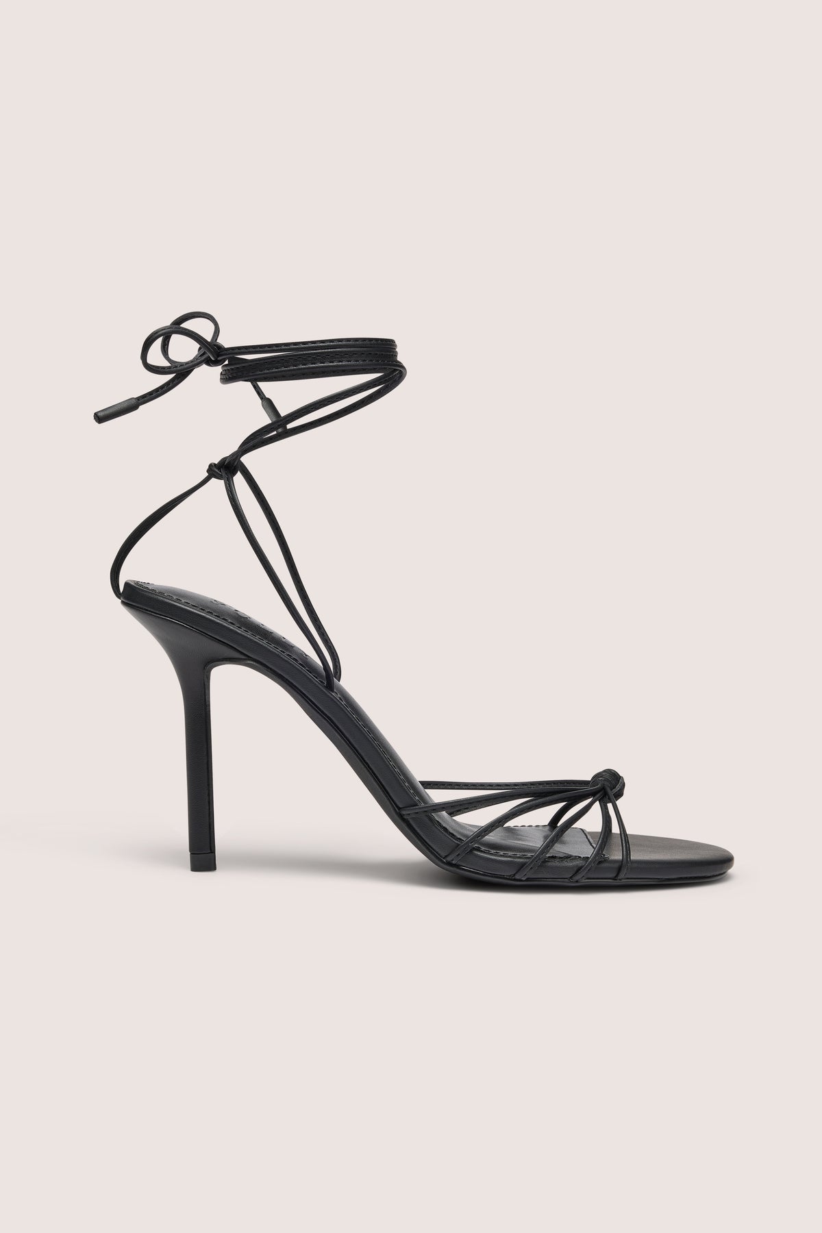 Lace-Up Heeled Sandal in Black